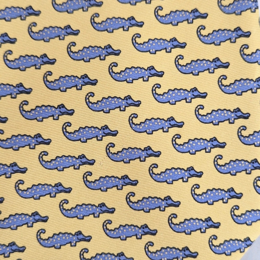 Alynn Neckwear Silk Necktie Tie Mini Alligators‎ 57 Yellow & Purple